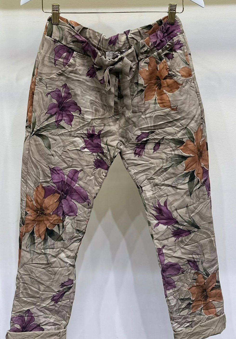 Thumbnail: Venti6 GARDEN FLORAL PRINT CRINKLED JOGGERS