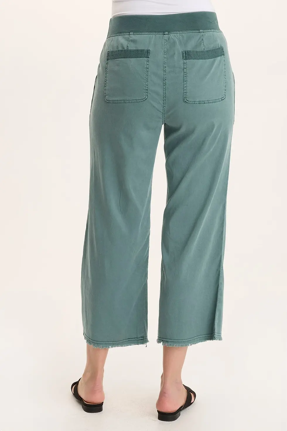 Thumbnail: XCVI DAGA TENCEL FLARED LEG PULL-ON CROP PANT  In Ocean Storm Pigment