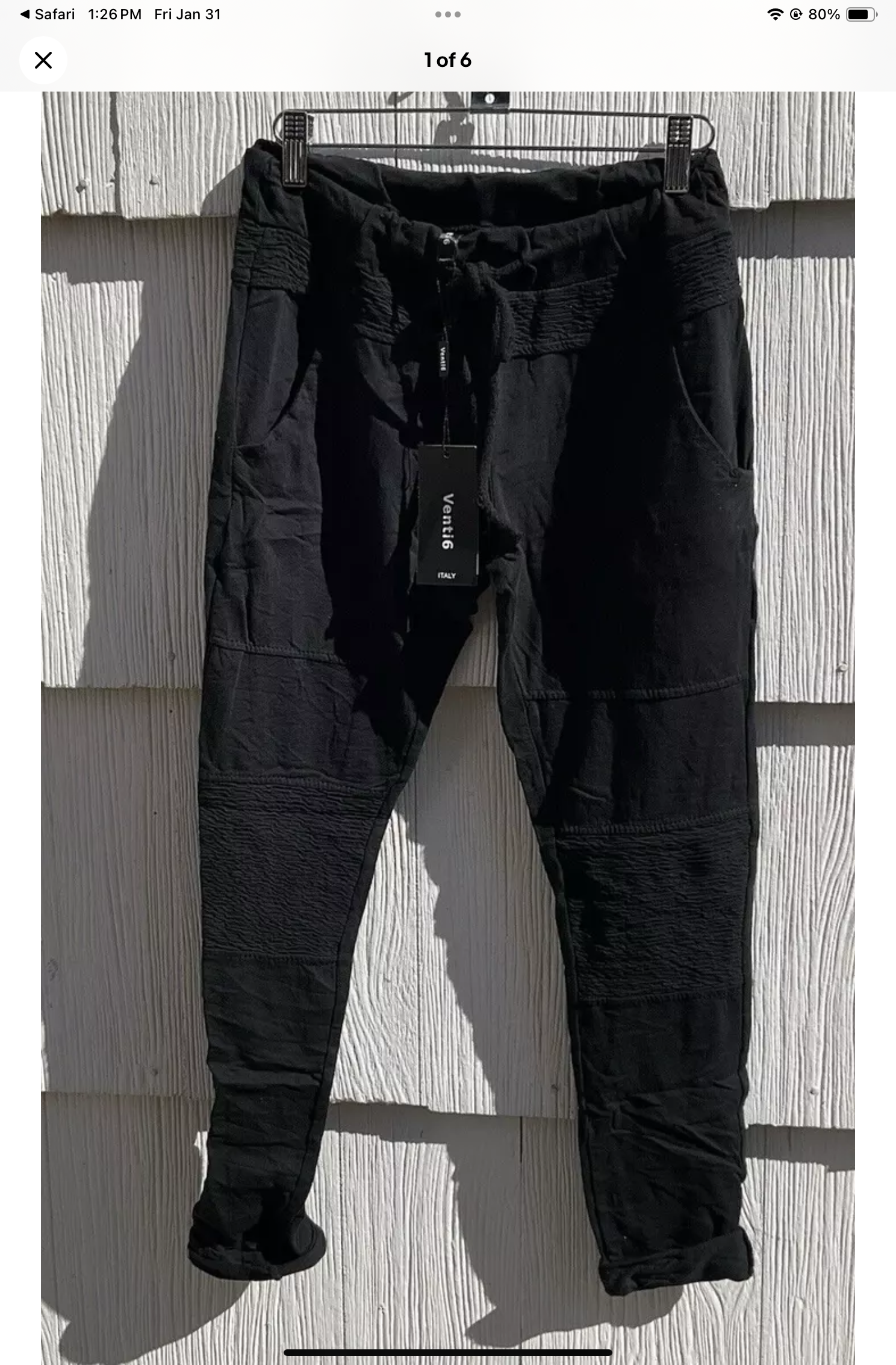 Venti6 Crinkle Moto Jogger Black