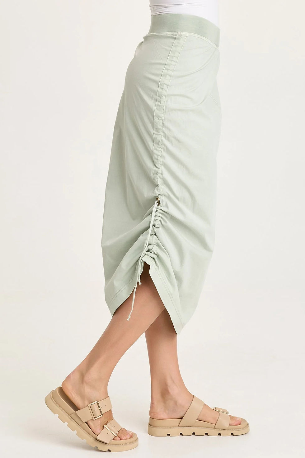 Thumbnail: XCVI BINDI POPLIN SIDE-CINCH MIDI SKIRT 