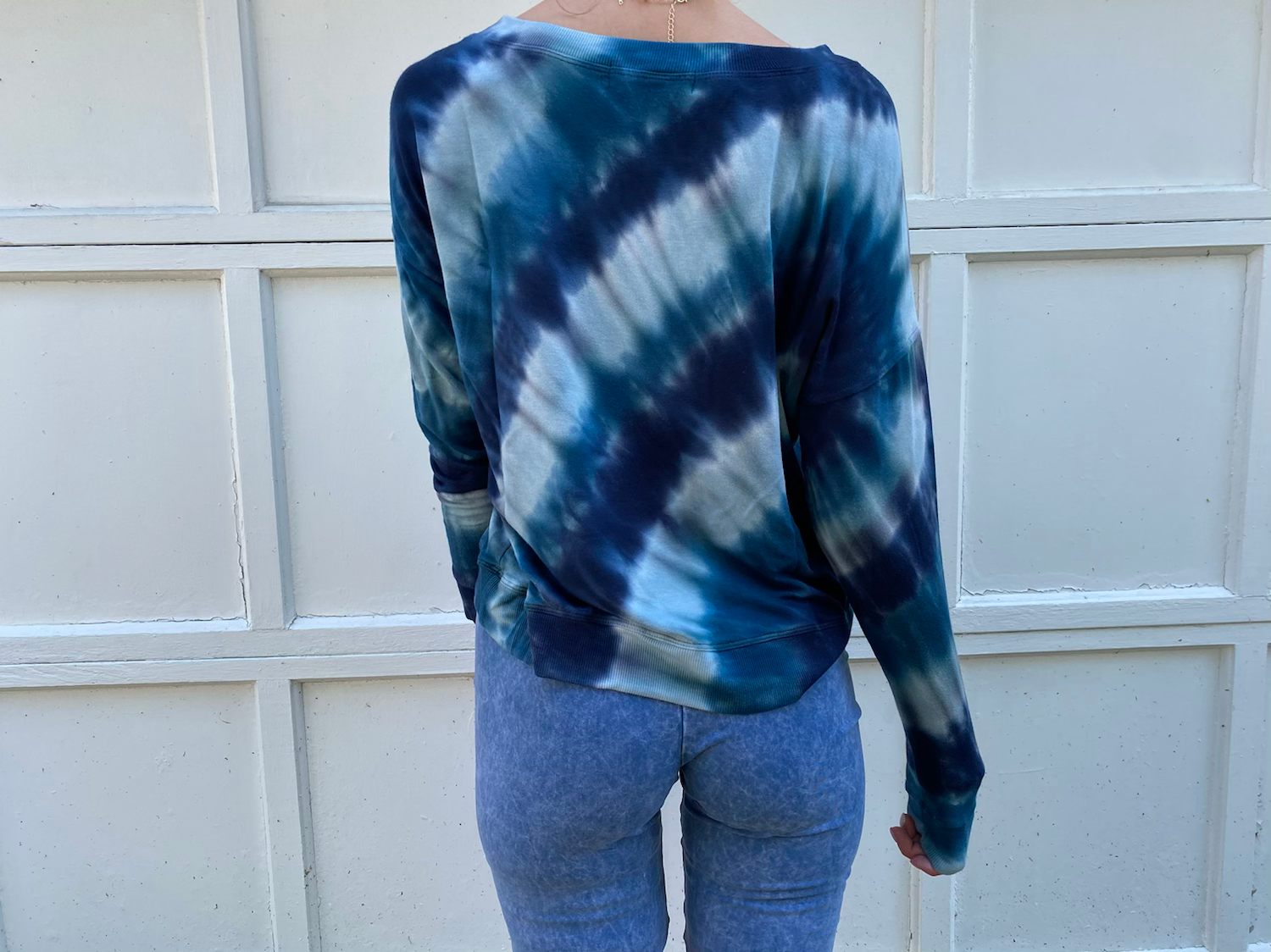 River and sky long sleeve tie dye top 