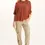 Thumbnail: XCVI OSIRIS ASYMMETRICAL BUTTON DETAIL KNIT PONCHO  In Sprightly Poppy