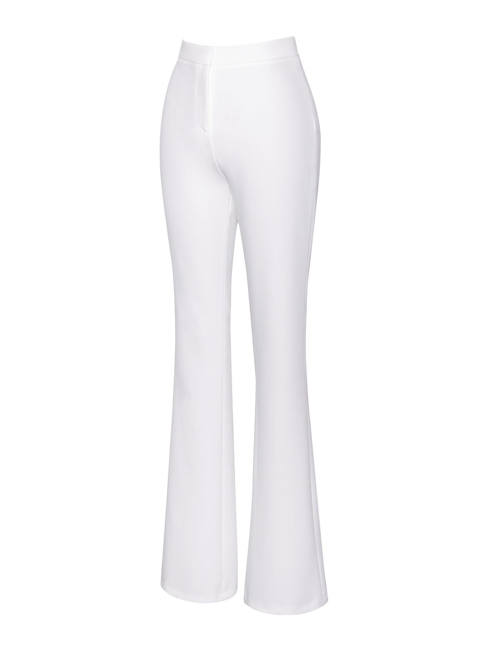 Thumbnail: Miss Waleria White Stretch Crepe Flare Pants