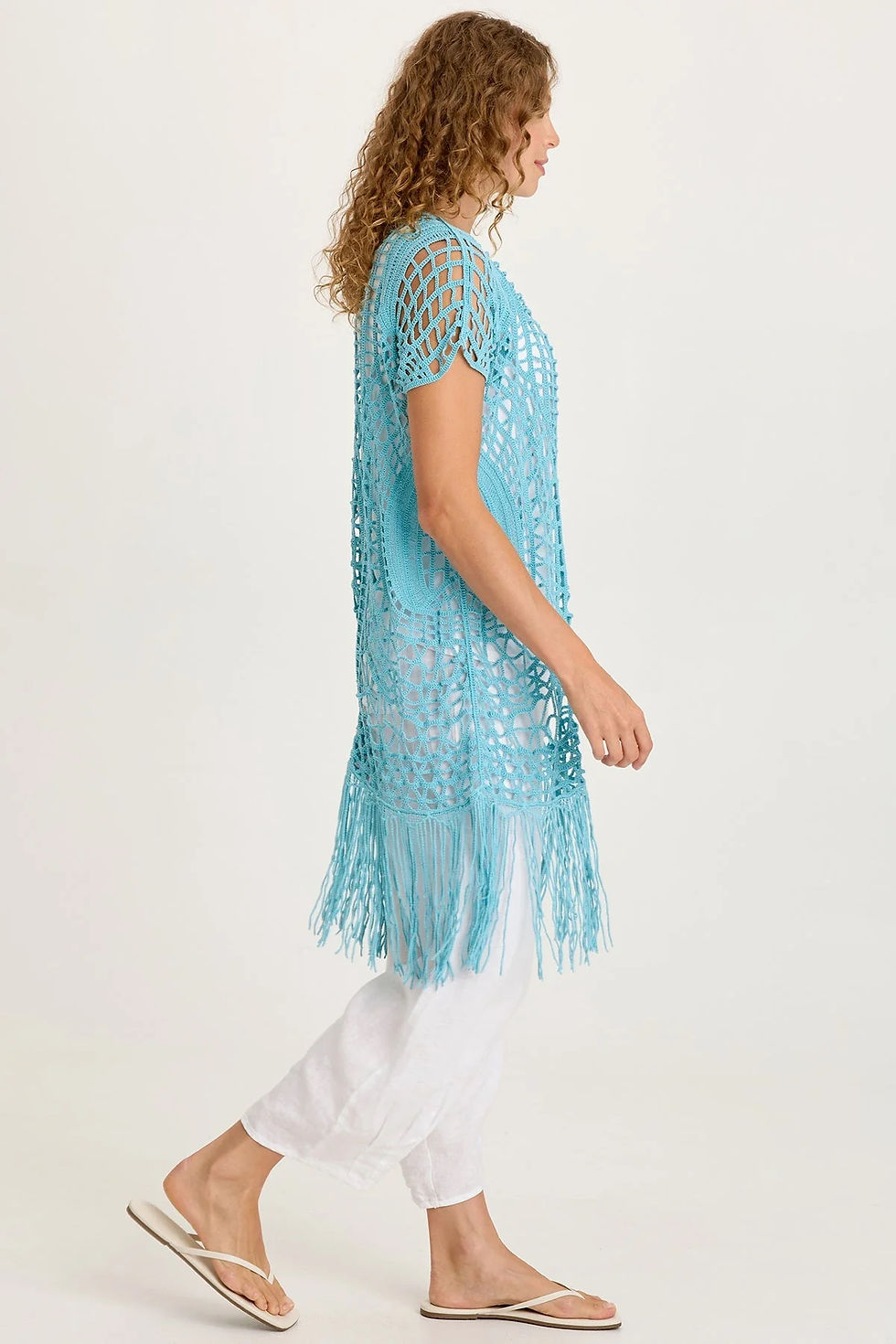 Thumbnail: XCVI CALIX CROCHET FRINGE COVER-UP  In Mermaid Tail Pigment