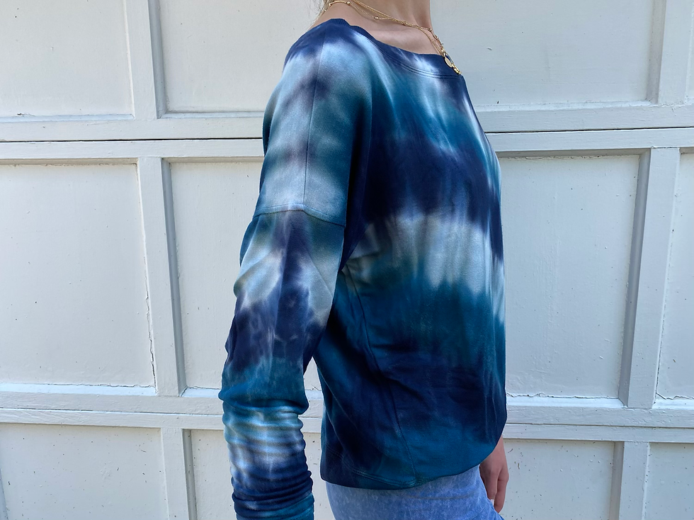 Thumbnail: River and sky long sleeve tie dye top 