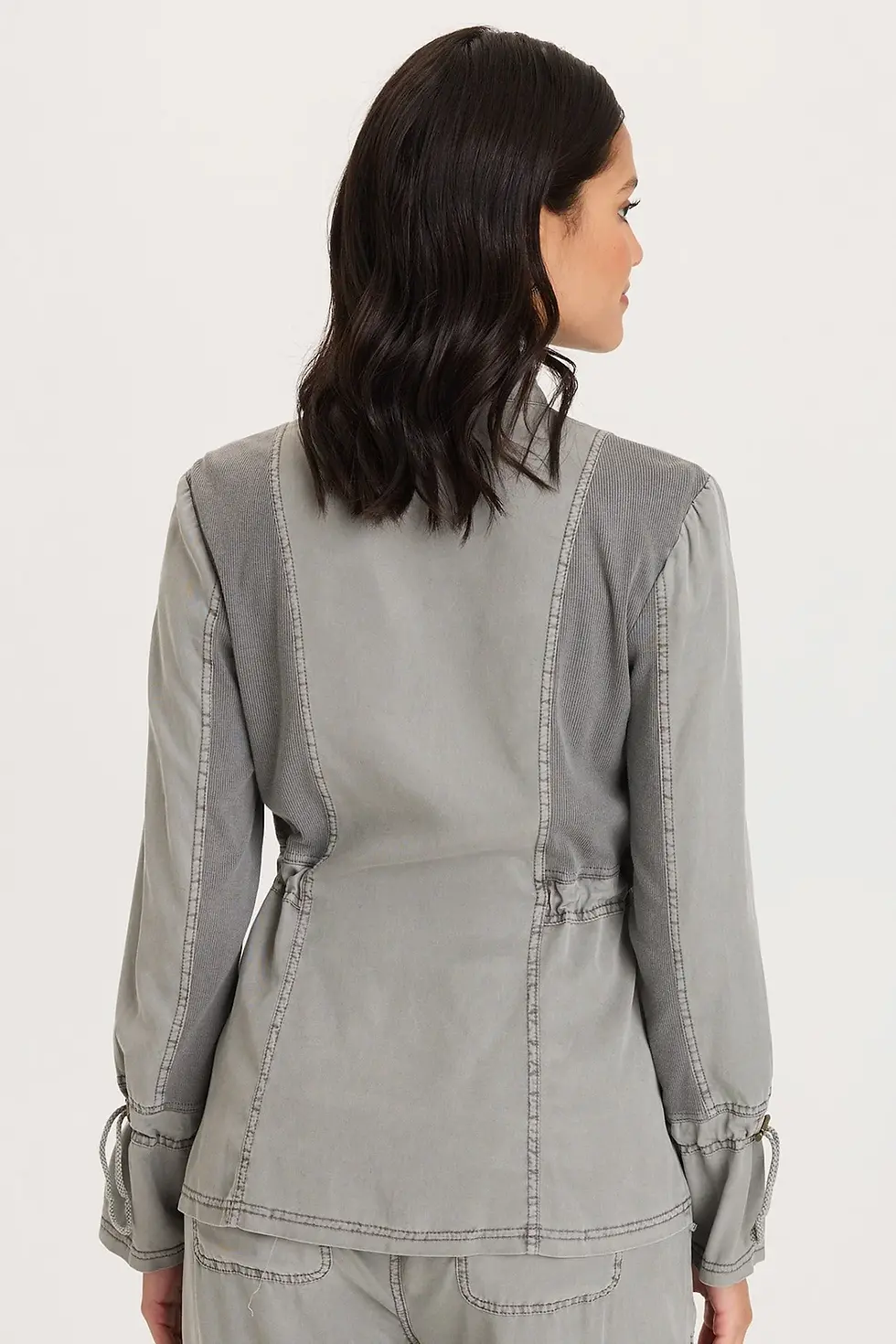 Thumbnail: XCVI HALL FOUR POCKET CINCHABLE TWILL/RIB JACKET  In Magnetic Grey Pigment