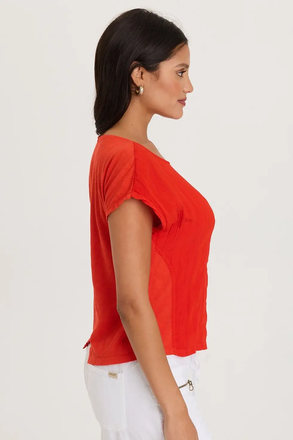 Thumbnail: XCVI ADGAR TEXTURED STRIPE/JERSEY TEE  In Whiplash