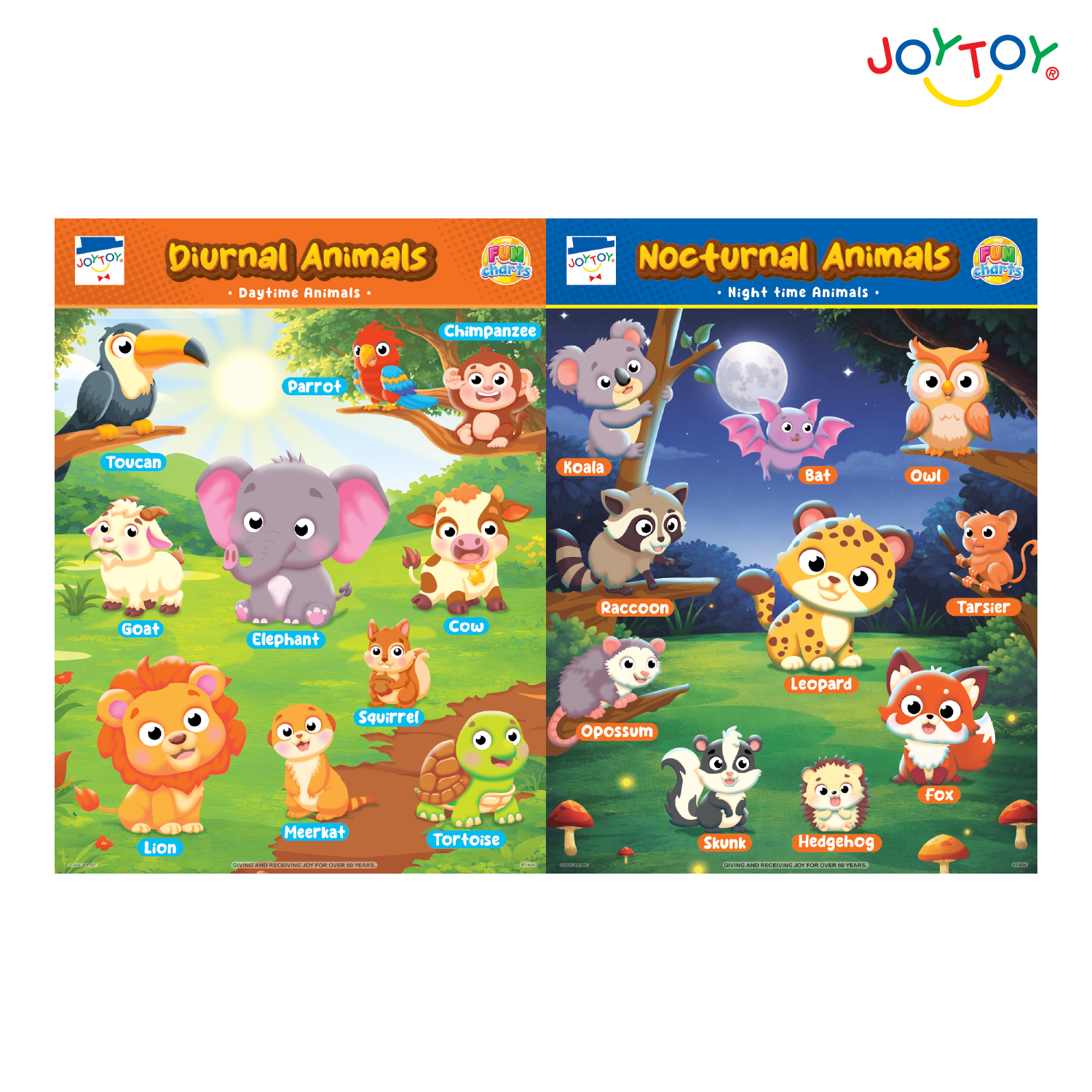 JOYTOY Diurnal & Nocturnal Animals Fun Charts