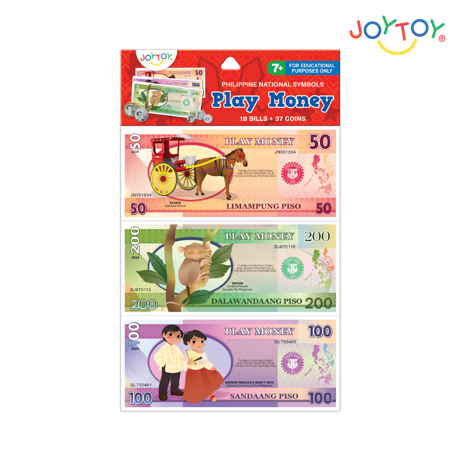 JOYTOY Philippine National Symbols Play Money (Bills & Coins)
