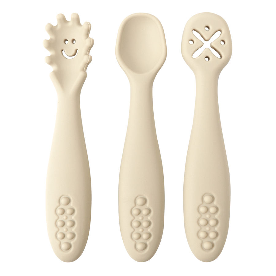 Thumbnail: 3PCS Baby Newborn Toddler Feeding Set Learning Spoons Utensils