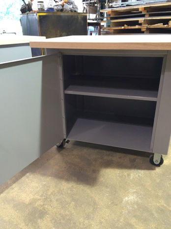 Steel and wood rolling storage cubby