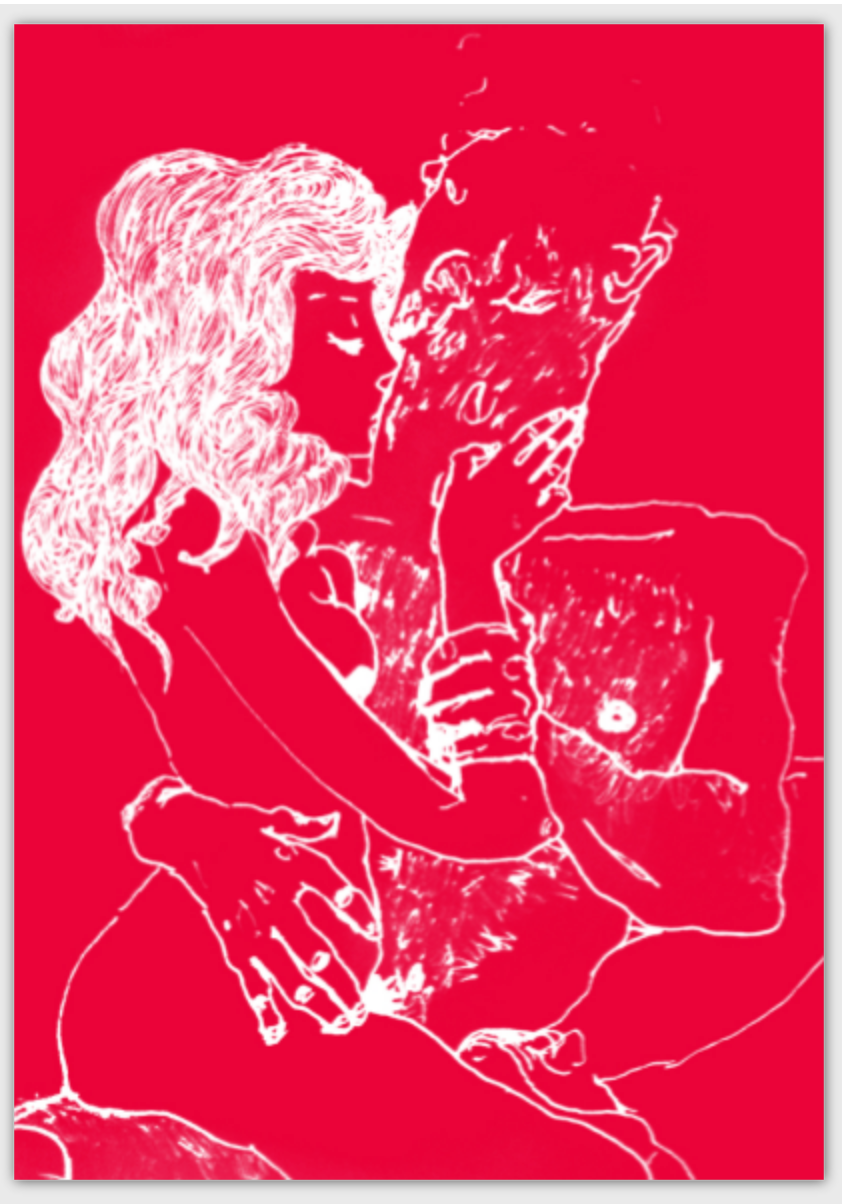 Lovers in red "I want you" Valentine's Day card