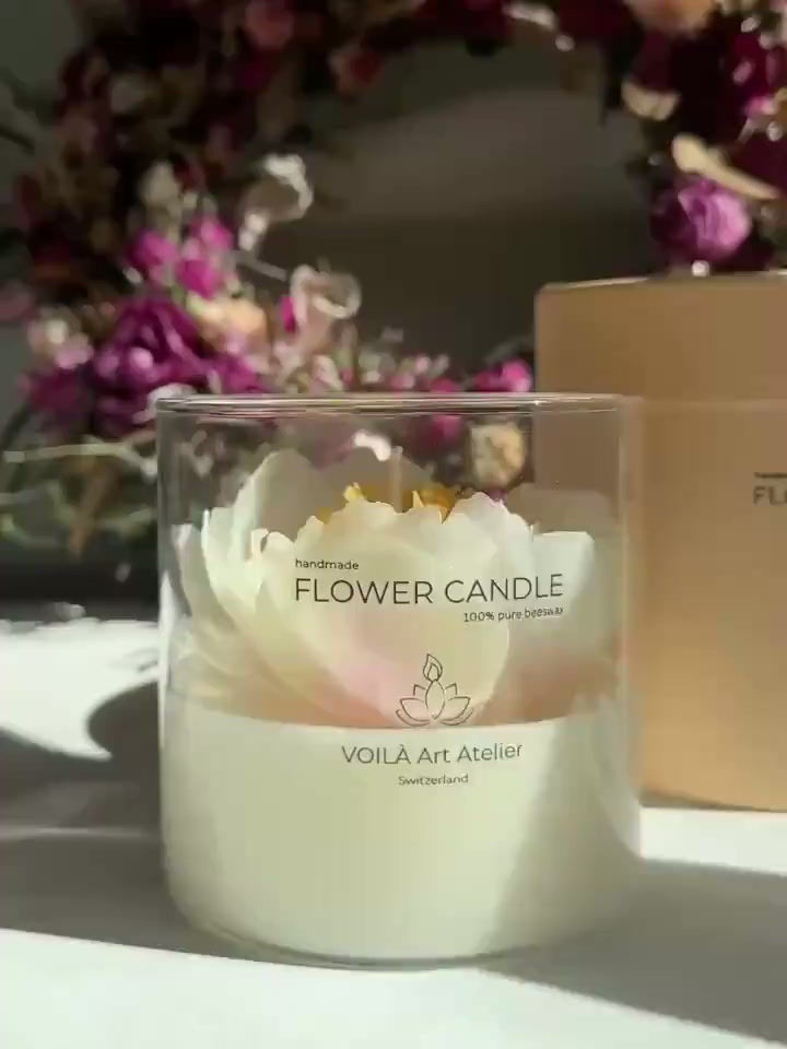 Miniatura: Candela regalo con fiore di peonia