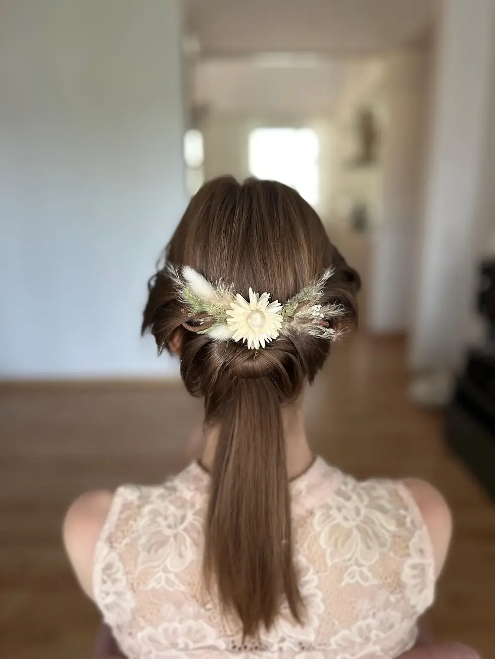 Miniatura: Pettine per capelli con fiori secchi - acconciatura da sposa