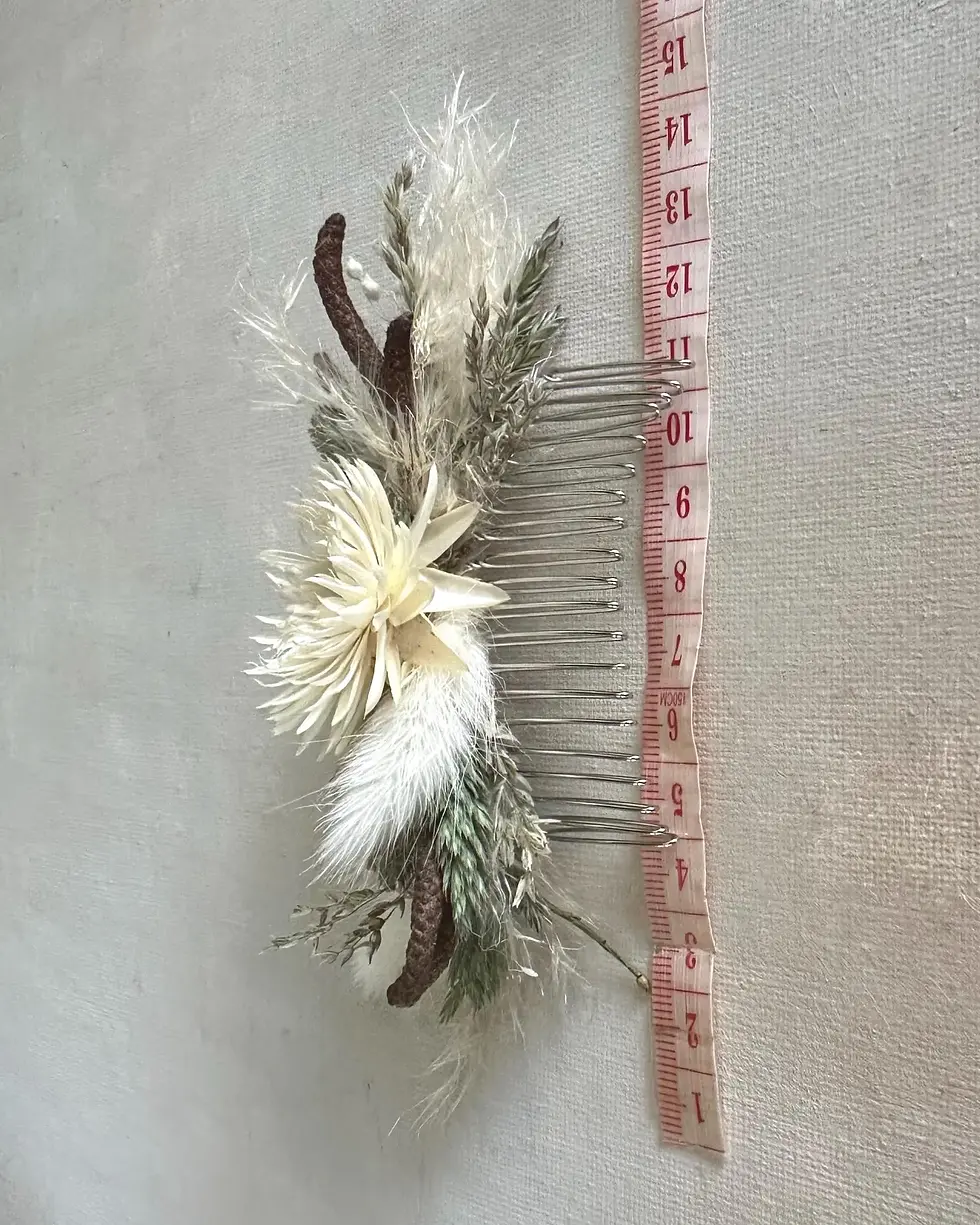 Miniatura: Pettine per capelli con fiori secchi - acconciatura da sposa