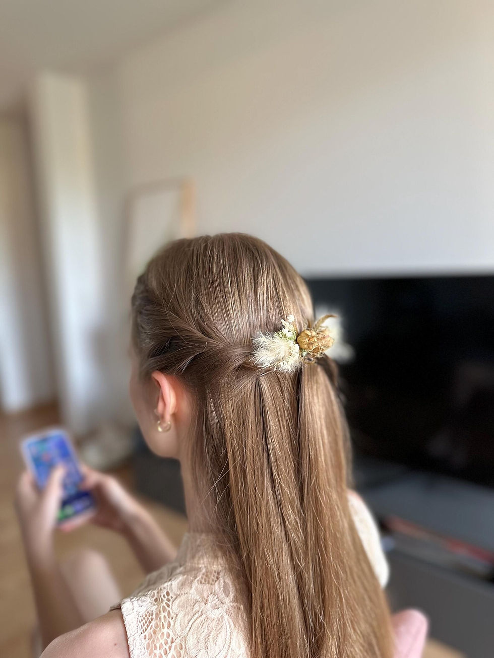 Thumbnail: Dried flower hair comb - Boho romantic rustic