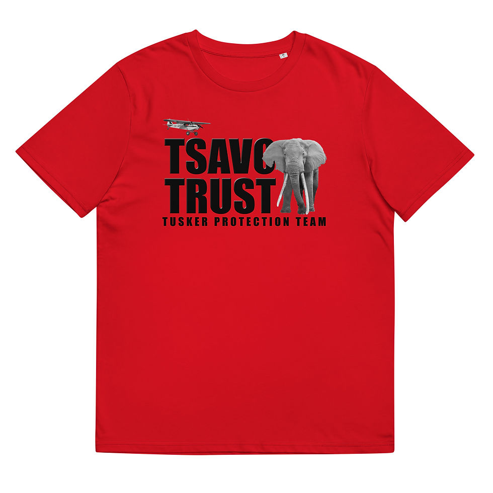Thumbnail: Tsavo Trust Unisex Organic Cotton T-Shirt - Tusker Protection Team Design