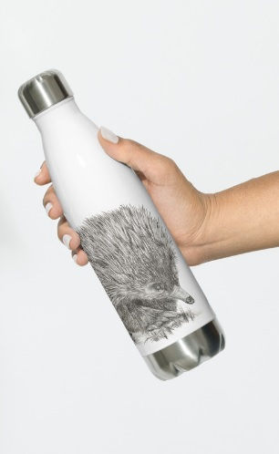 Thumbnail: Askari Wild Stainless Steel Water Bottle - Aussie Sketch Series Echidna Design