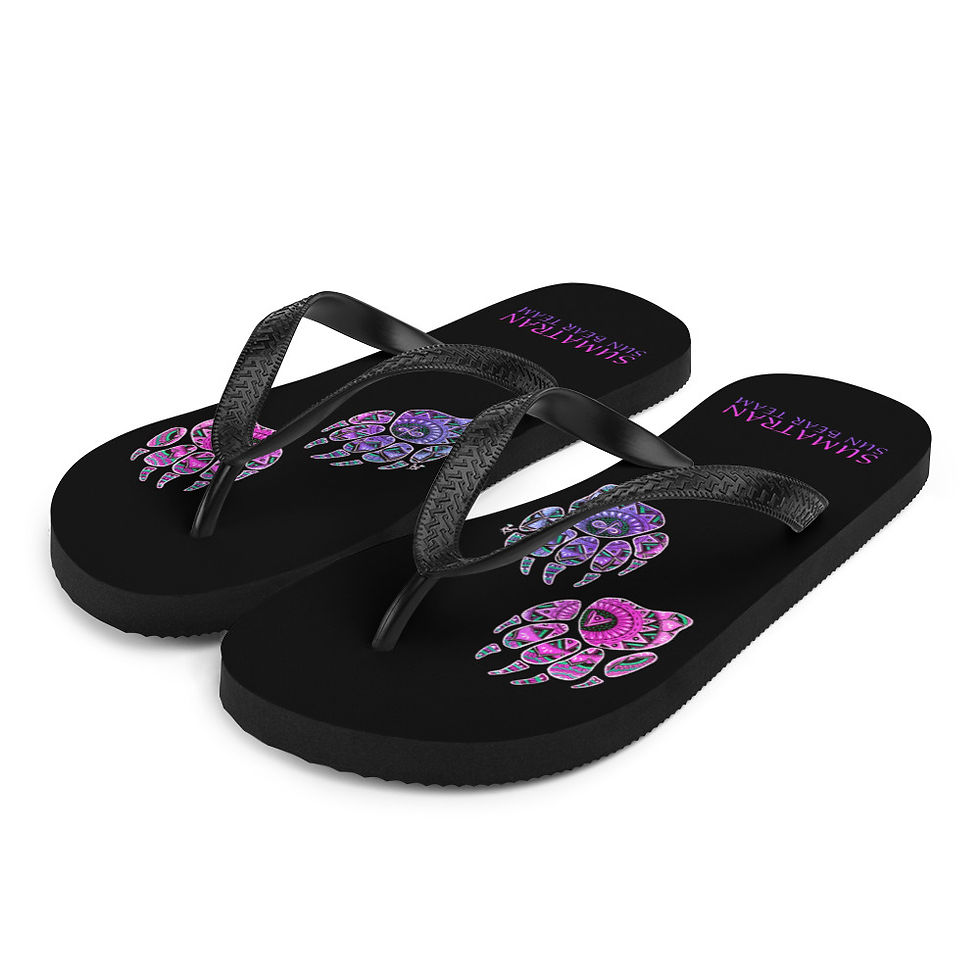Thumbnail: Sumatran Sun Bear Team Flip Flops - Pink Bear Paw Design