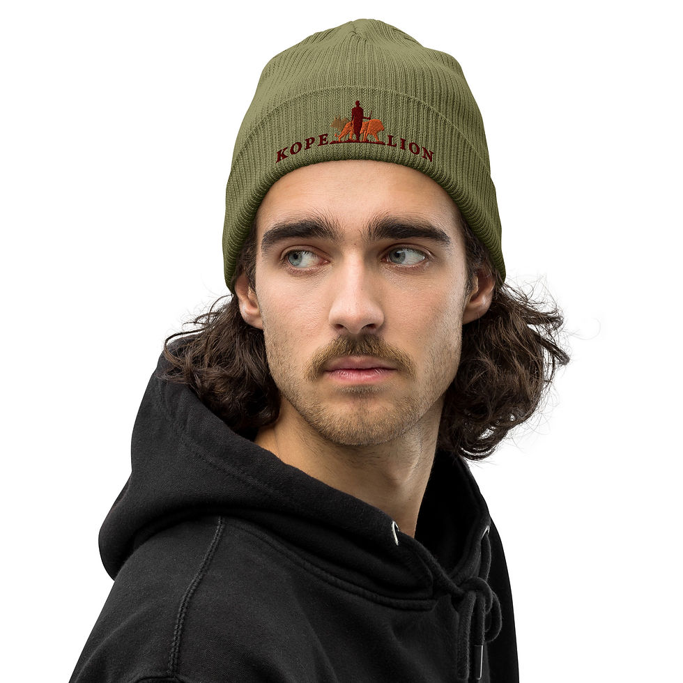 Thumbnail: Kope Lion Organic Ribbed Beanie - Inline Design