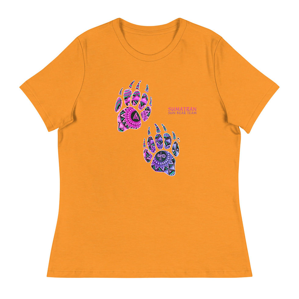 Thumbnail: Sumatran Sun Bear Team Women's T-Shirt - Pink Bear Paw Design