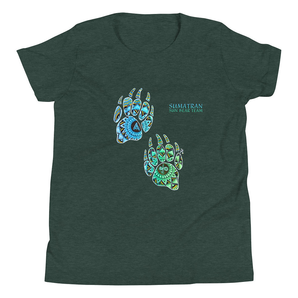 Thumbnail: Sumatran Sun Bear Team Youth T-Shirt - Blue Bear Paw Design