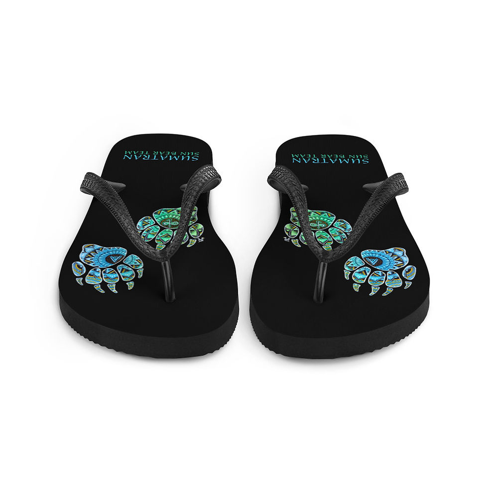 Thumbnail: Sumatran Sun Bear Team Flip Flops - Blue Bear Paw Design