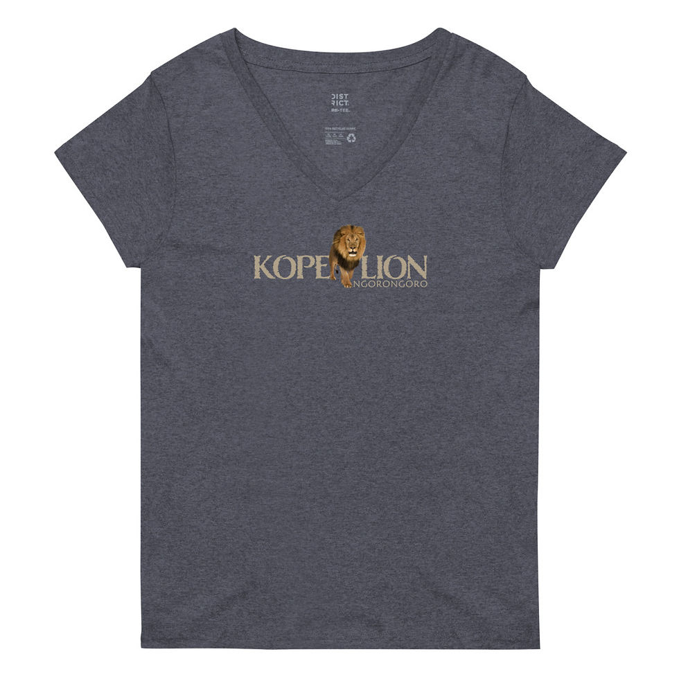 Thumbnail: Kope Lion Women’s 100% Recycled V-neck T-Shirt - Walking Lion Design