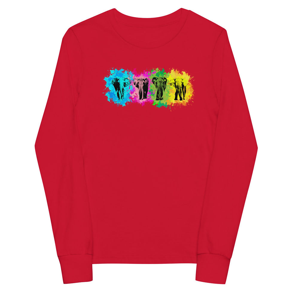 Thumbnail: Tsavo Trust Youth Long Sleeve Shirt - 4 Tusker Splatter Design