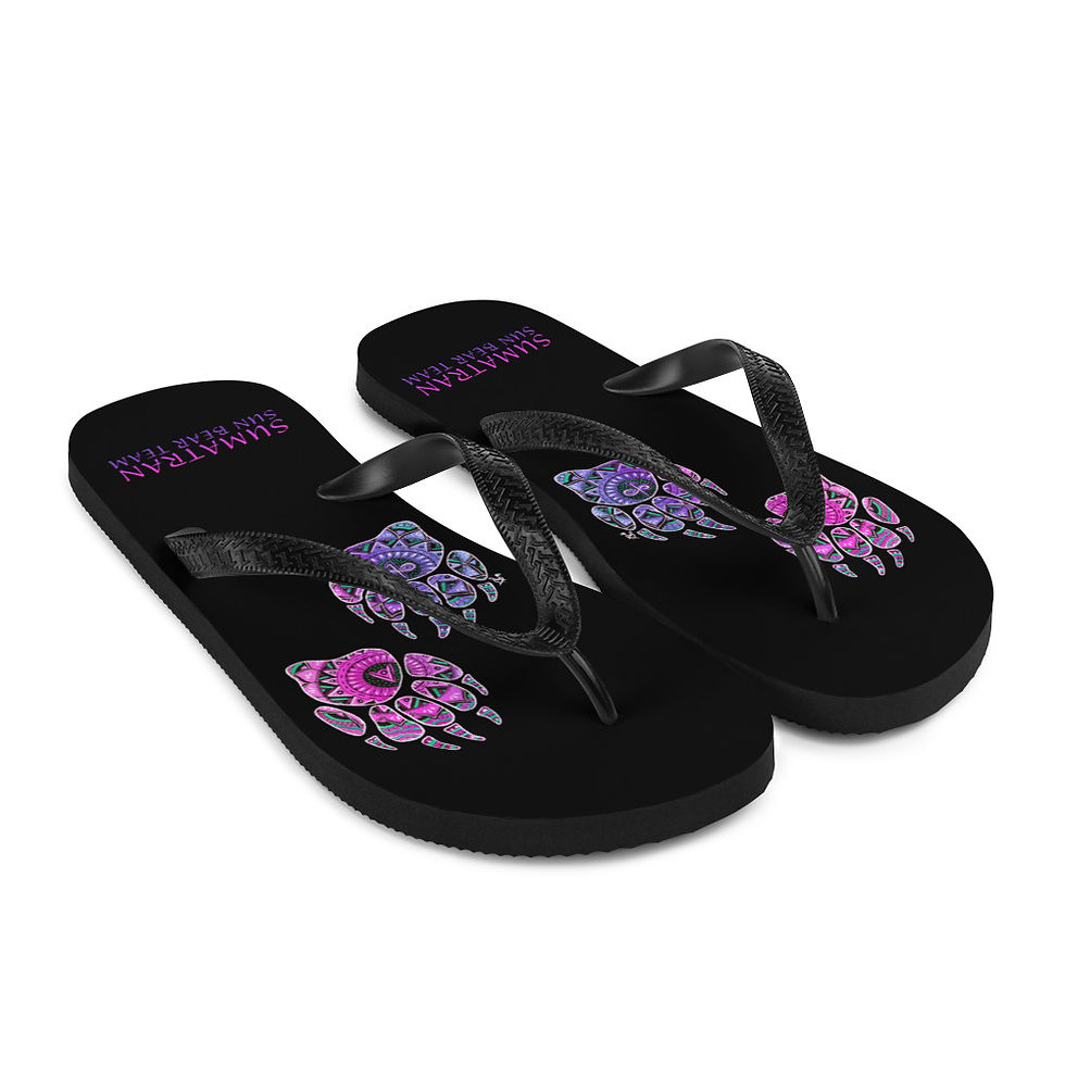Thumbnail: Sumatran Sun Bear Team Flip Flops - Pink Bear Paw Design