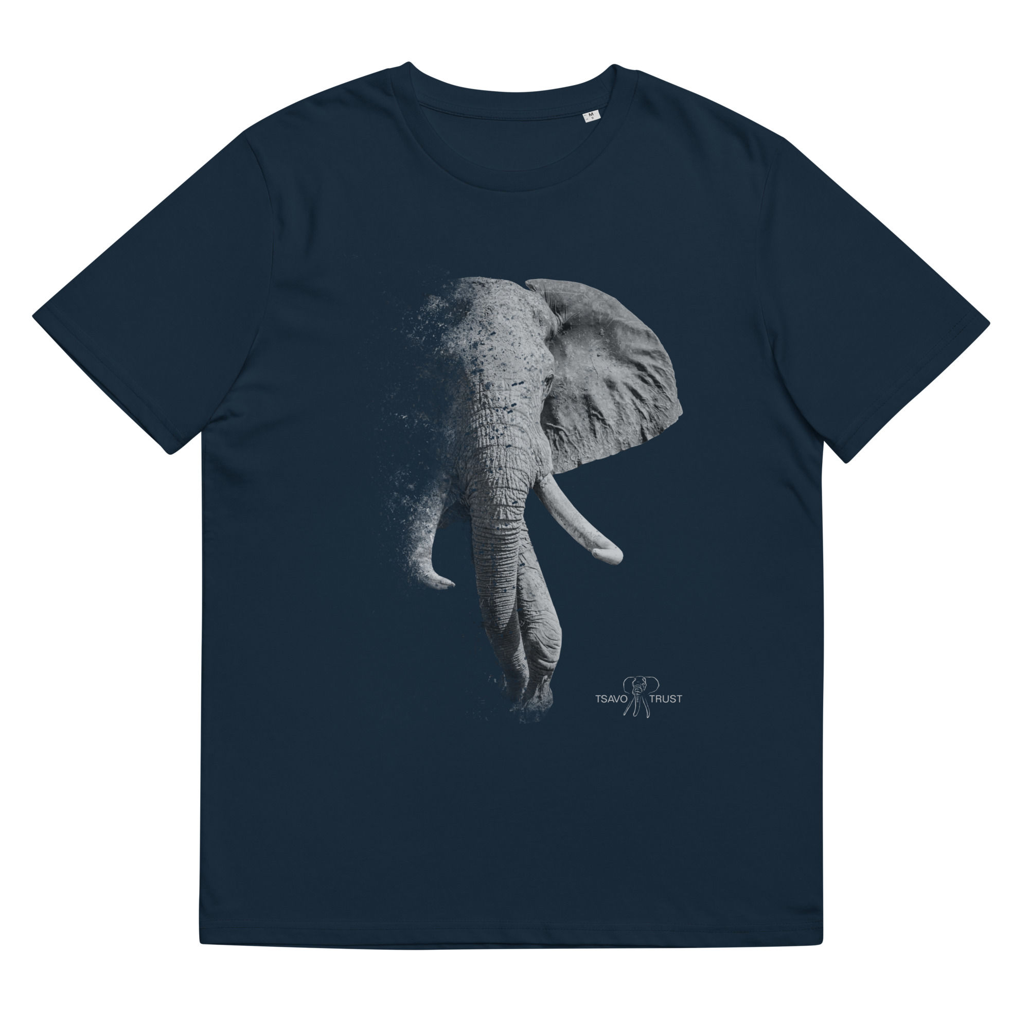 Tsavo Trust Unisex Organic Cotton T-Shirt - Dissolving Tusker Design