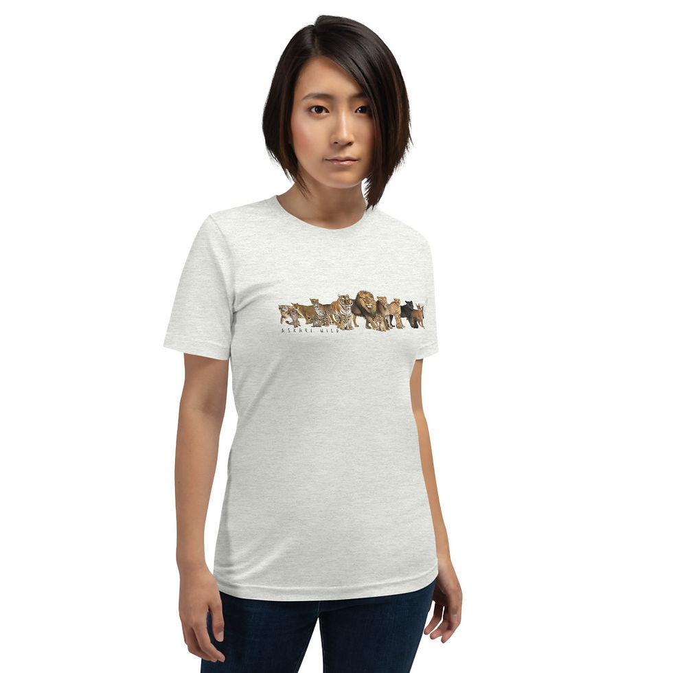 Thumbnail: Askari Wild Unisex Cotton T-Shirt - Big Cats Design