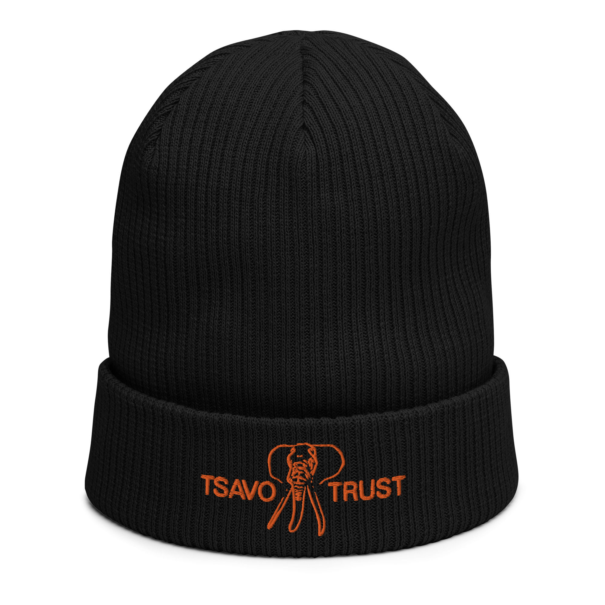 Tsavo Trust Organic Ribbed Beanie - Orange Logo