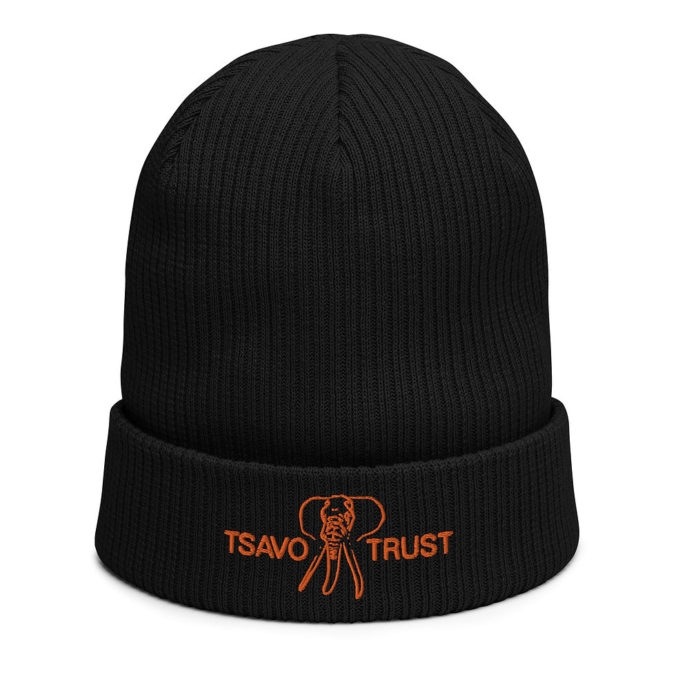 Thumbnail: Tsavo Trust Organic Ribbed Beanie - Orange Logo