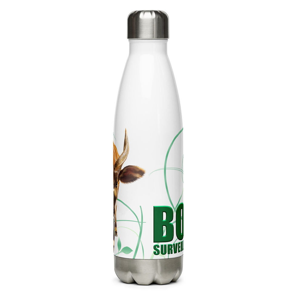Thumbnail: Bongo Project Stainless Steel Water Bottle - Front On Bongo Design
