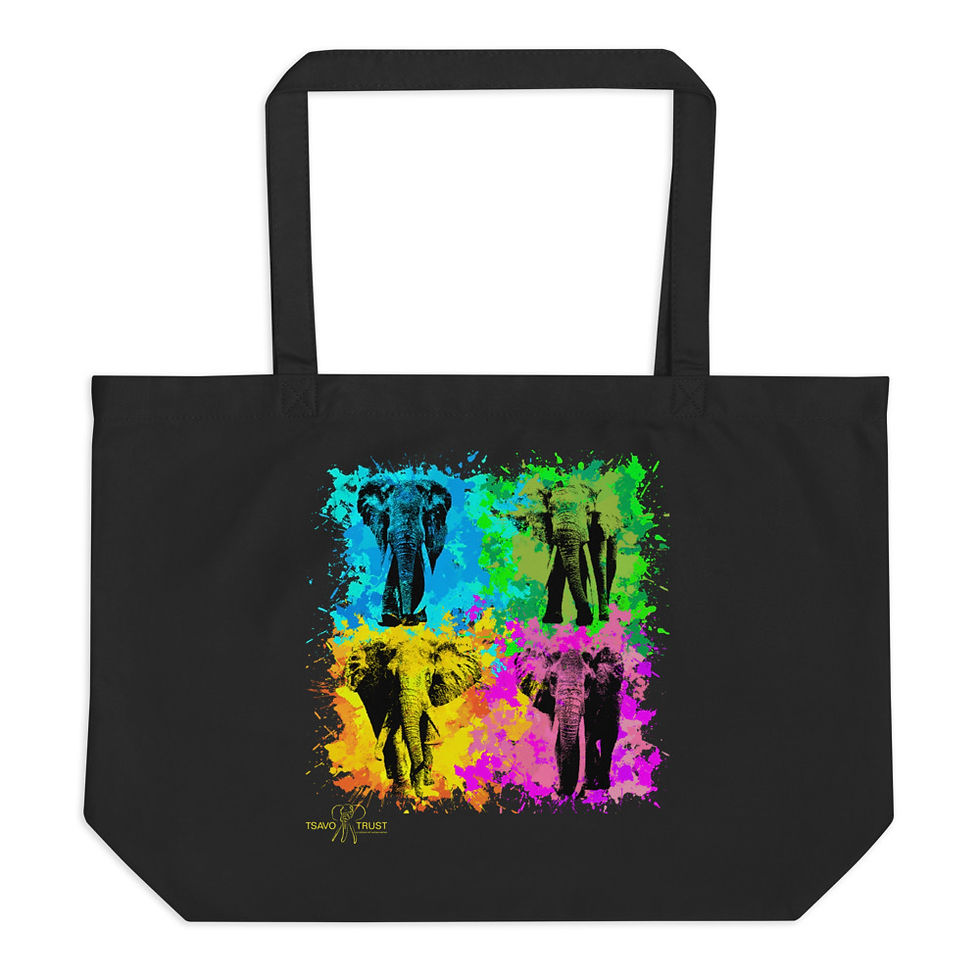 Thumbnail: Tsavo Trust Tote Bag - 4 Tusker Splatter Design