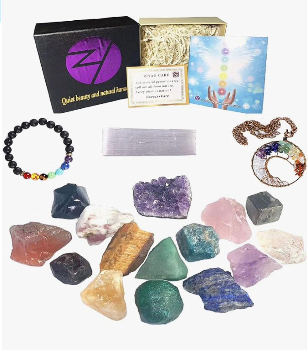 ZYUN Crystal and Healing Stone Set,18 Piece BeginnerSet.