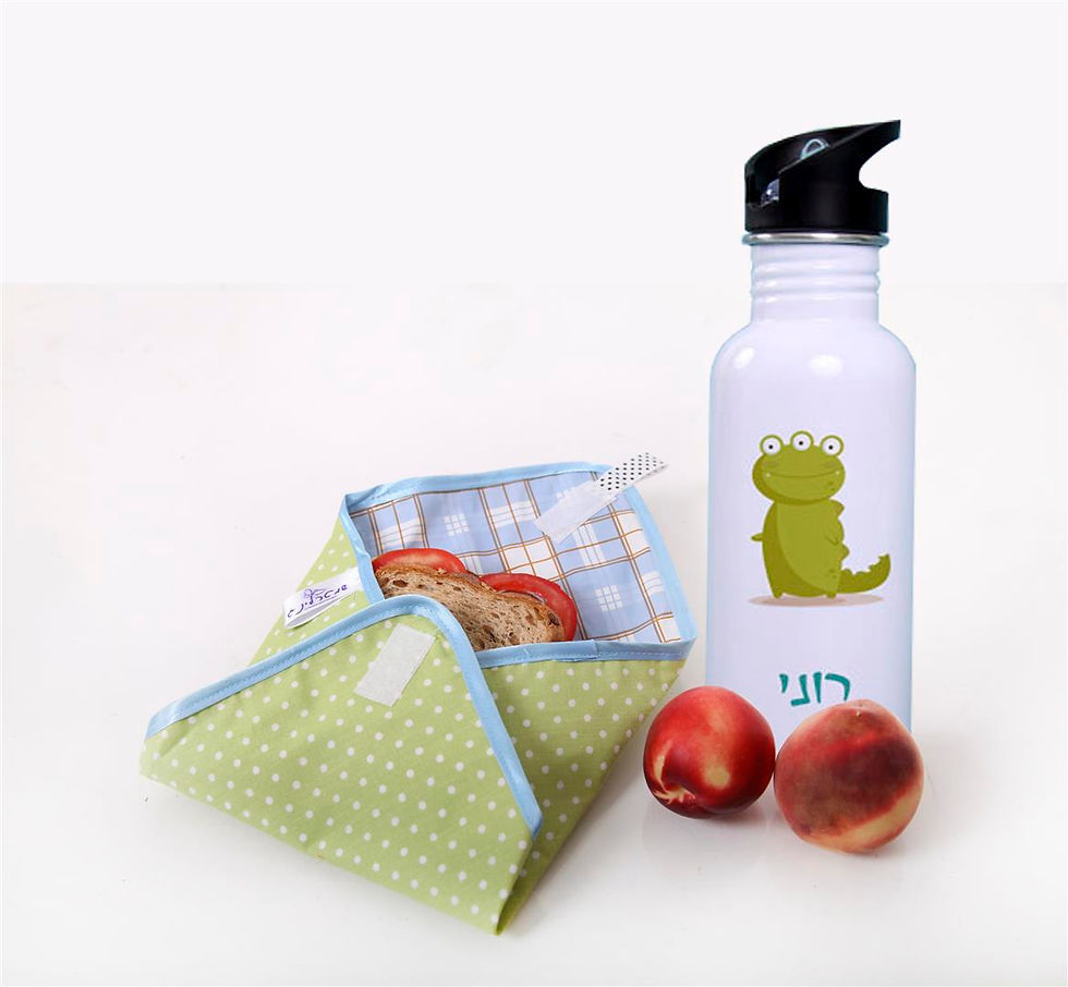 בקבוק שתייה אקולוגי ומפית לסנדוויץ