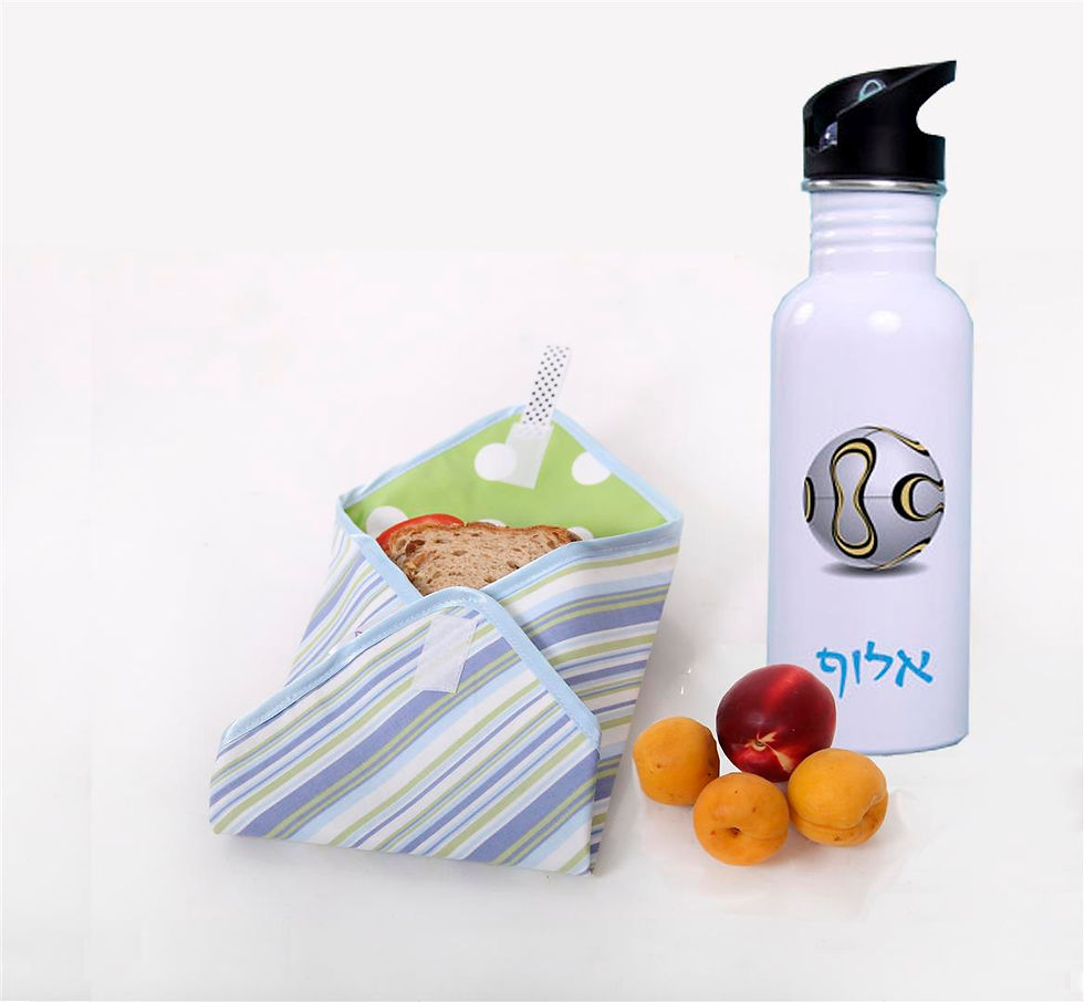 בקבוק שתייה אקולוגי ומפית לסנדוויץ