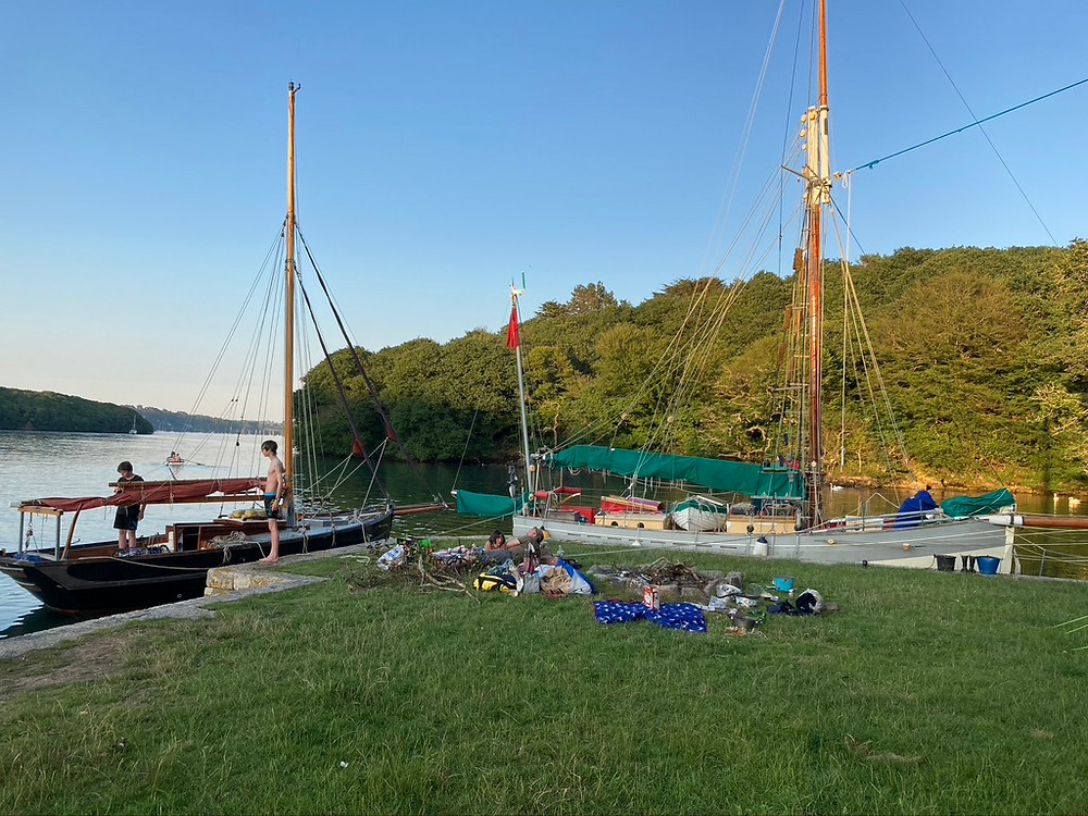Gaff Rigged boats moored up at Tremayne quay.