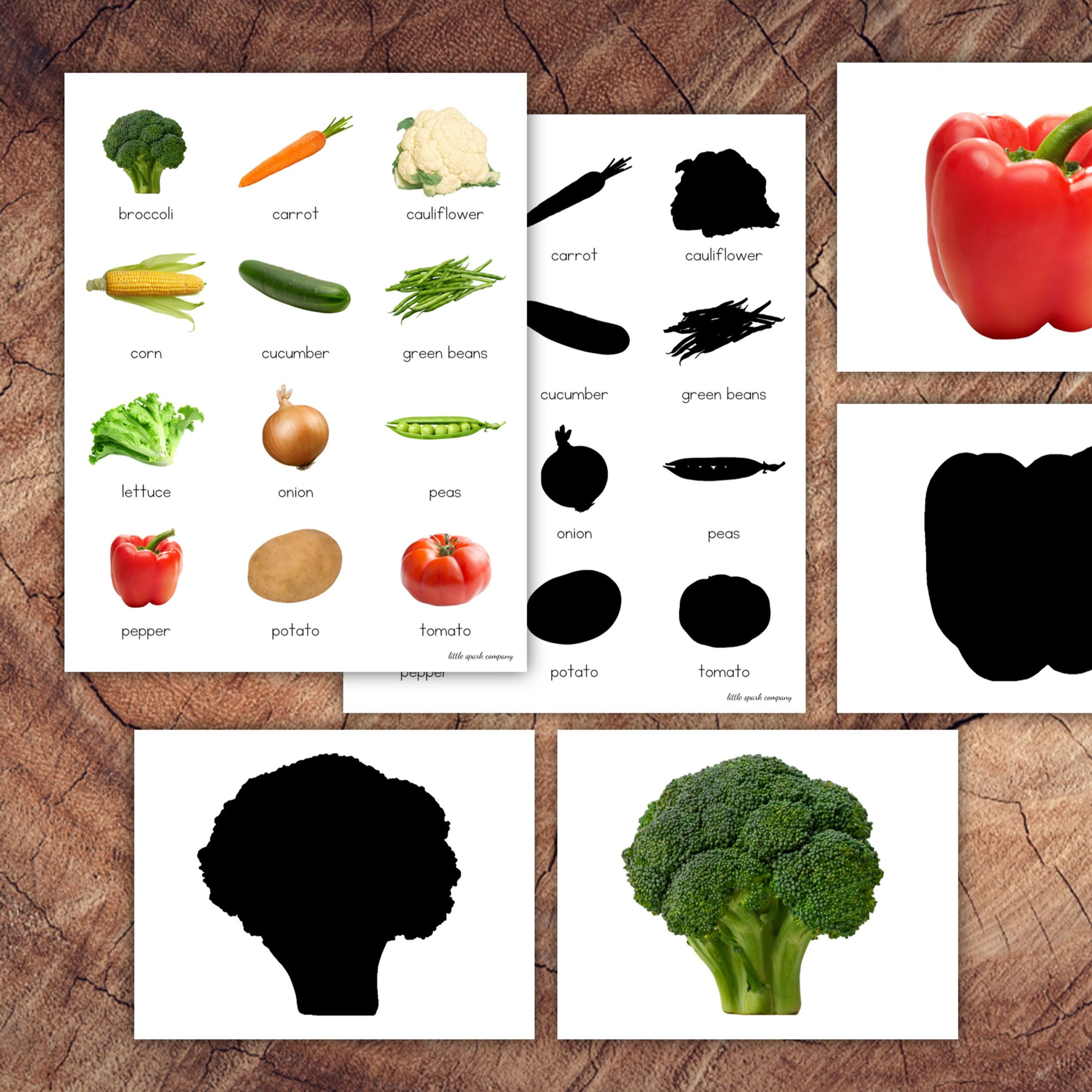 Vegetables Shadow Matching Cards