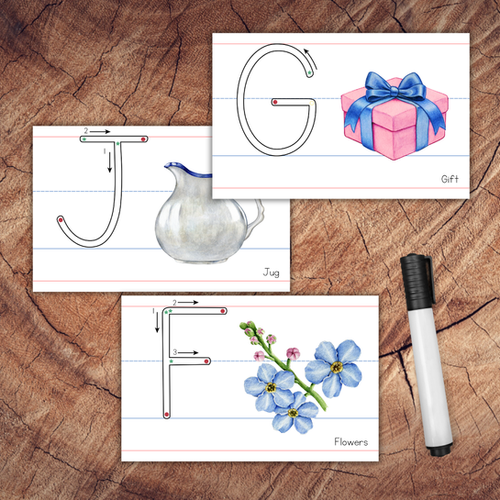 Printing Primer Cards, Uppercase Edition - Lined | Little Spark Company
