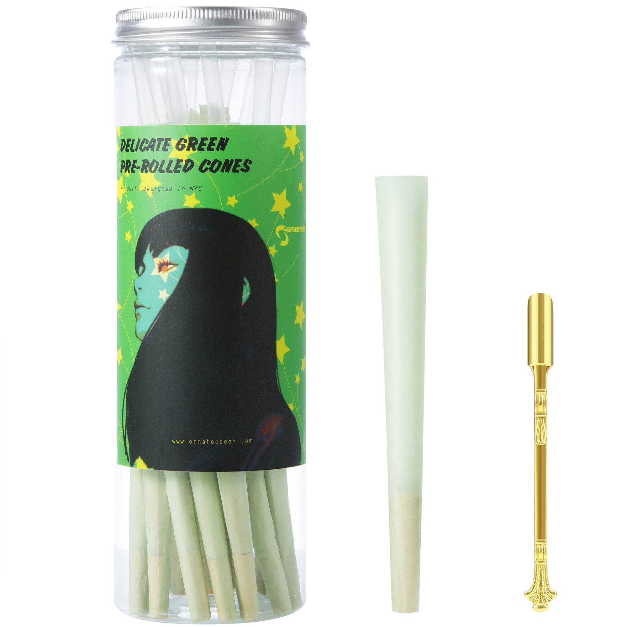 Ornate Ocean Green Pre Rolled Cones | Unique Pre-Rolled Cone (100)