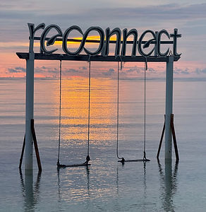 Balançoires sur l'eau au coucher du soleil