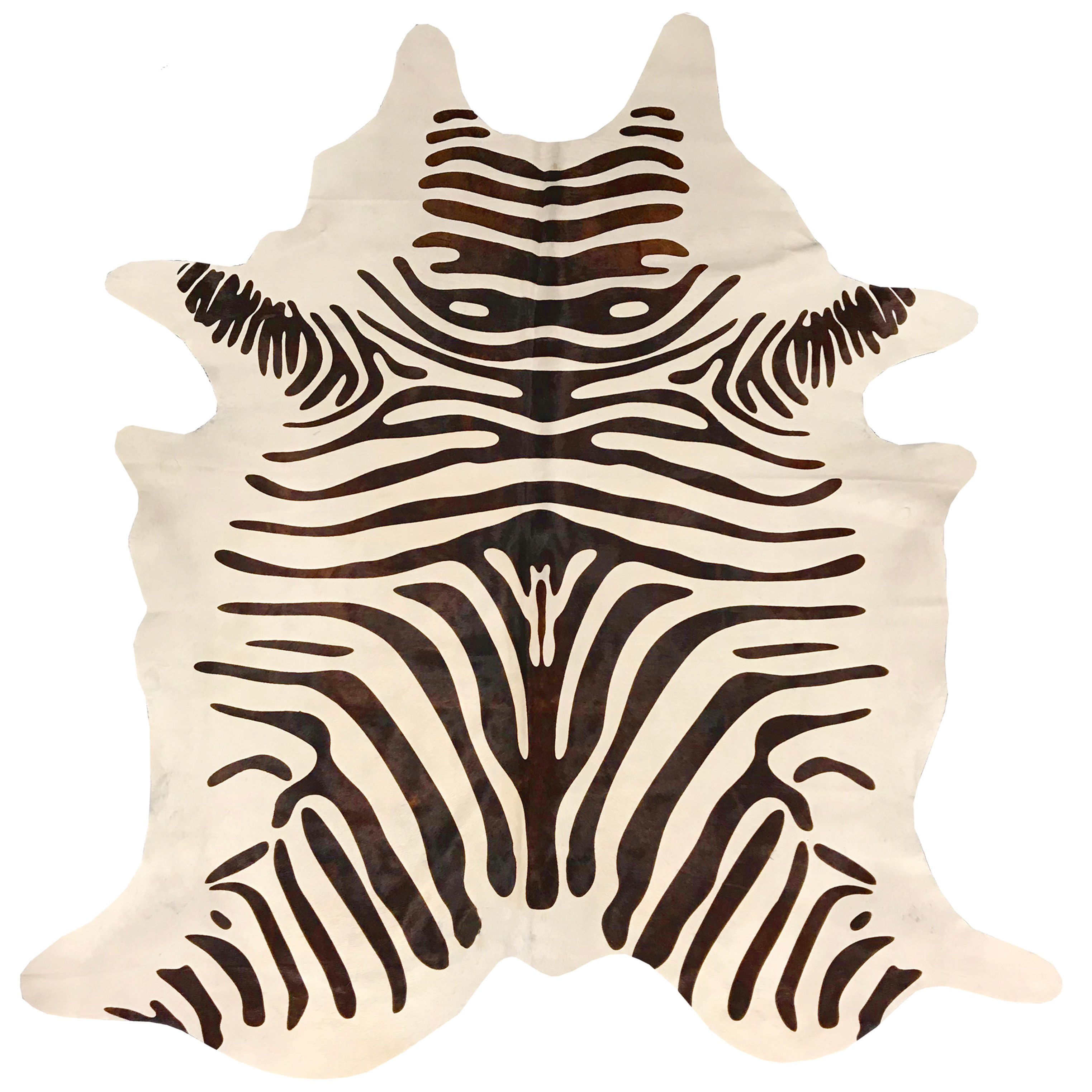 Chestnut Zebra on White Brazilian Cowhide
