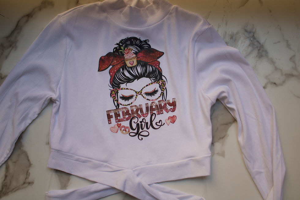 Thumbnail: February Girl | White Long Sleeve with graphic design