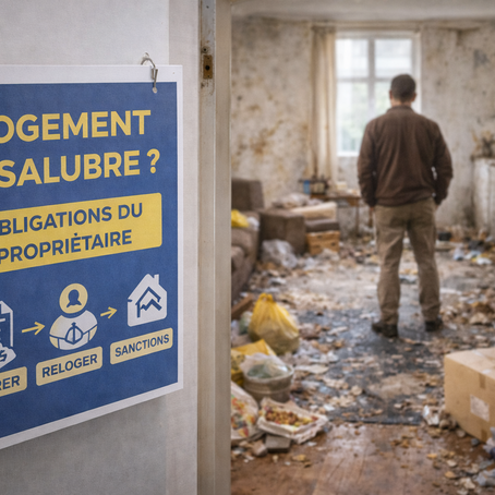 Logement dégradé nécessitant des travaux et un nettoyage, illustrant les obligations du propriétaire en cas d’insalubrité