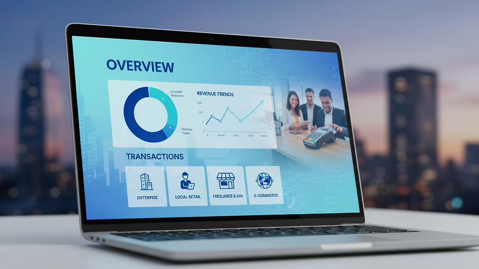 Close-up view of a laptop screen showing payment gateway dashboard