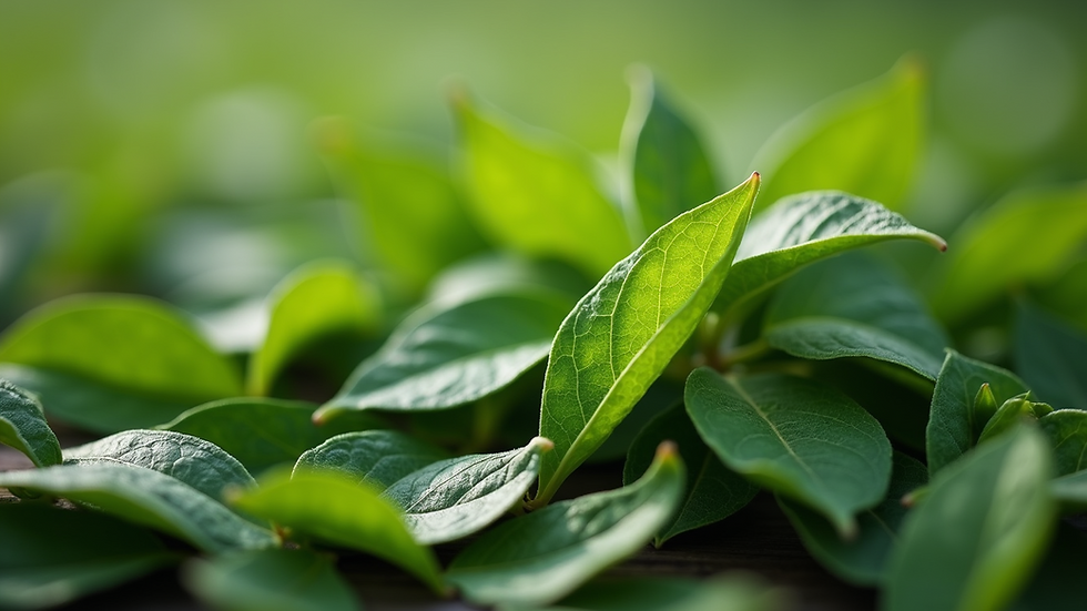 Vue rapprochée de feuilles de thé vert fraîches