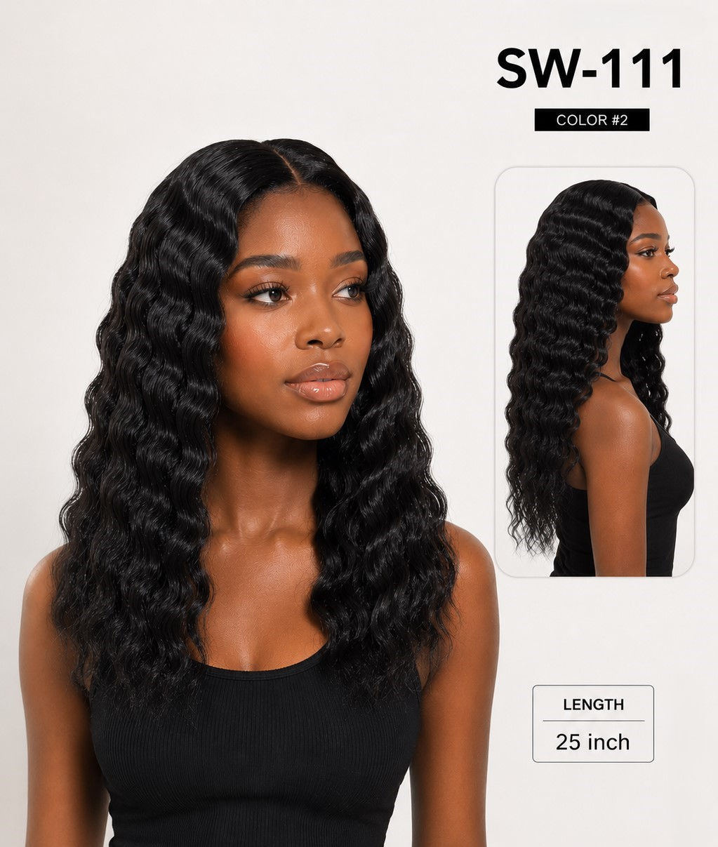 Deep Wave Synthetic Lace Front Wigs 25"